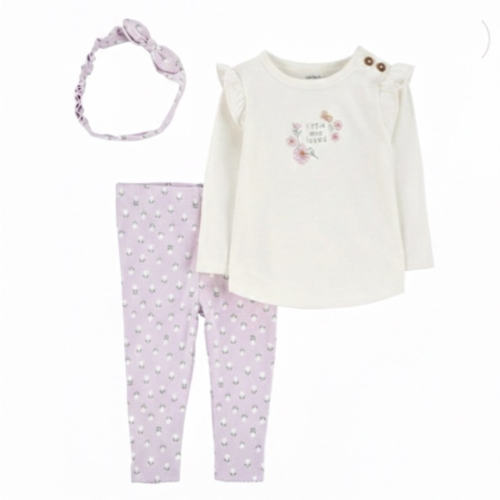 Carter's Cream and Lavender Floral Outfit Set